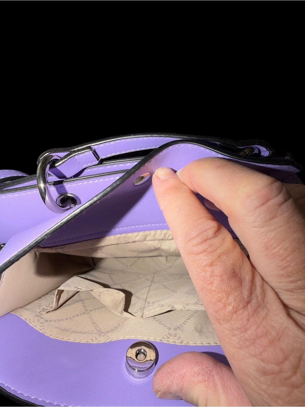 Steve Madden Purple Faux Leather Crossbody Bag with Front Pockets New - Picture 4 of 11